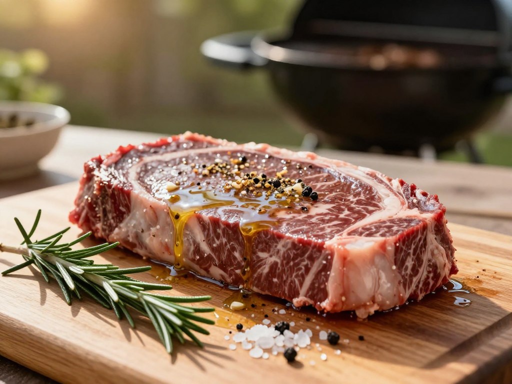 Entrecôte marinieren und würzen