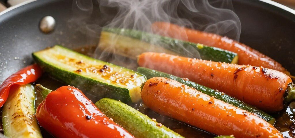 Gemüse beim Braten Farbe