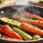 Gemüse beim Braten Farbe