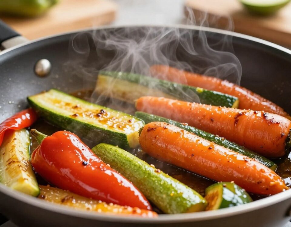 Gemüse beim Braten Farbe