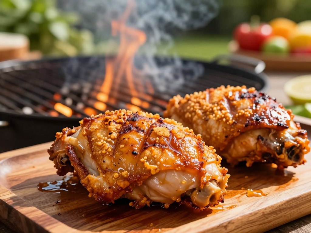 Knusprige Hähnchenhaut grillen