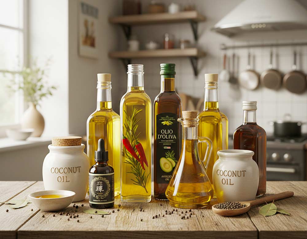Verschiedene Öle in der Küche Verschiedene Öle in der Küche
