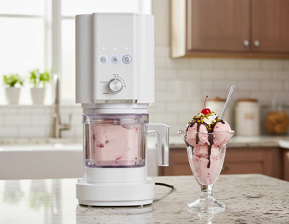 Eismaschine macht leckeres Eis Eismaschine macht leckeres Eis