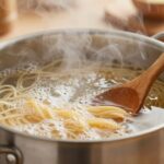 Nudelwasser beim Kochen