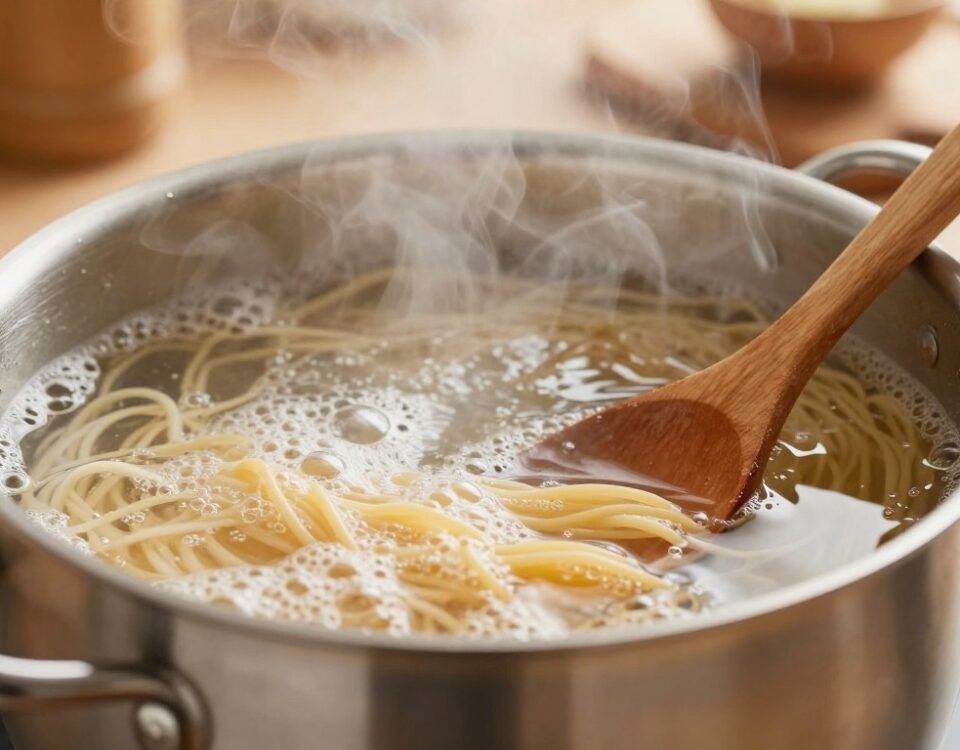 Nudelwasser beim Kochen