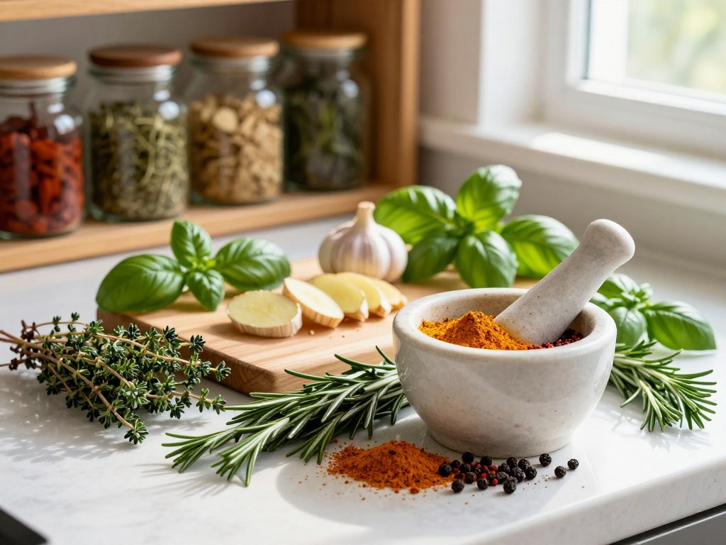 Frische Kräuter und Gewürze