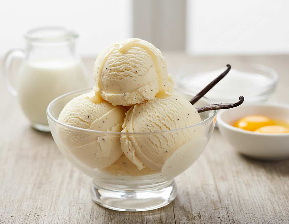 Leckeres Eis aus der Eismaschine mit den richtigen Zutaten Leckeres Eis aus der Eismaschine mit den richtigen Zutaten