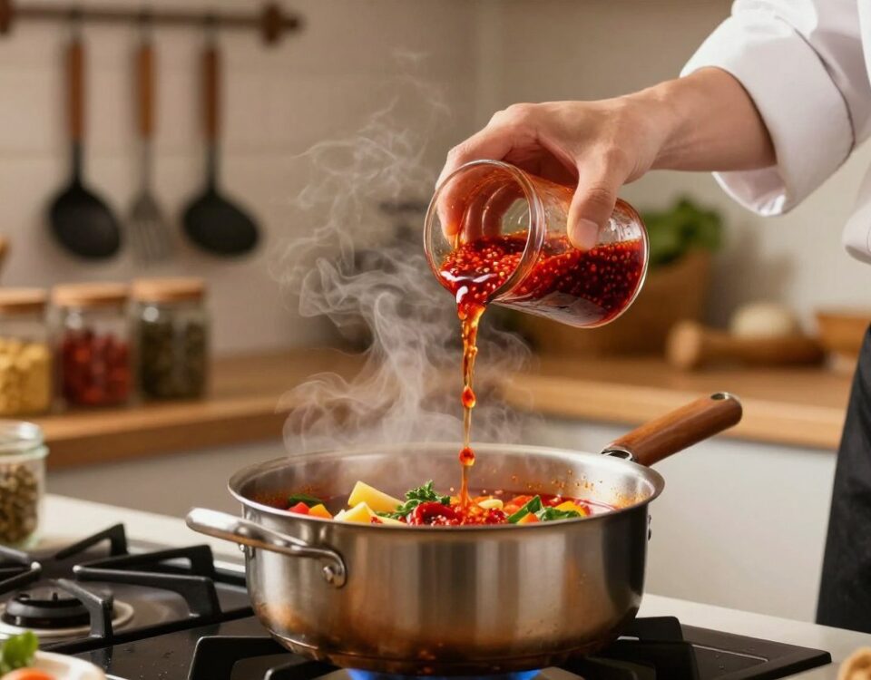 Flüssigkeiten beim Kochen hinzufügen