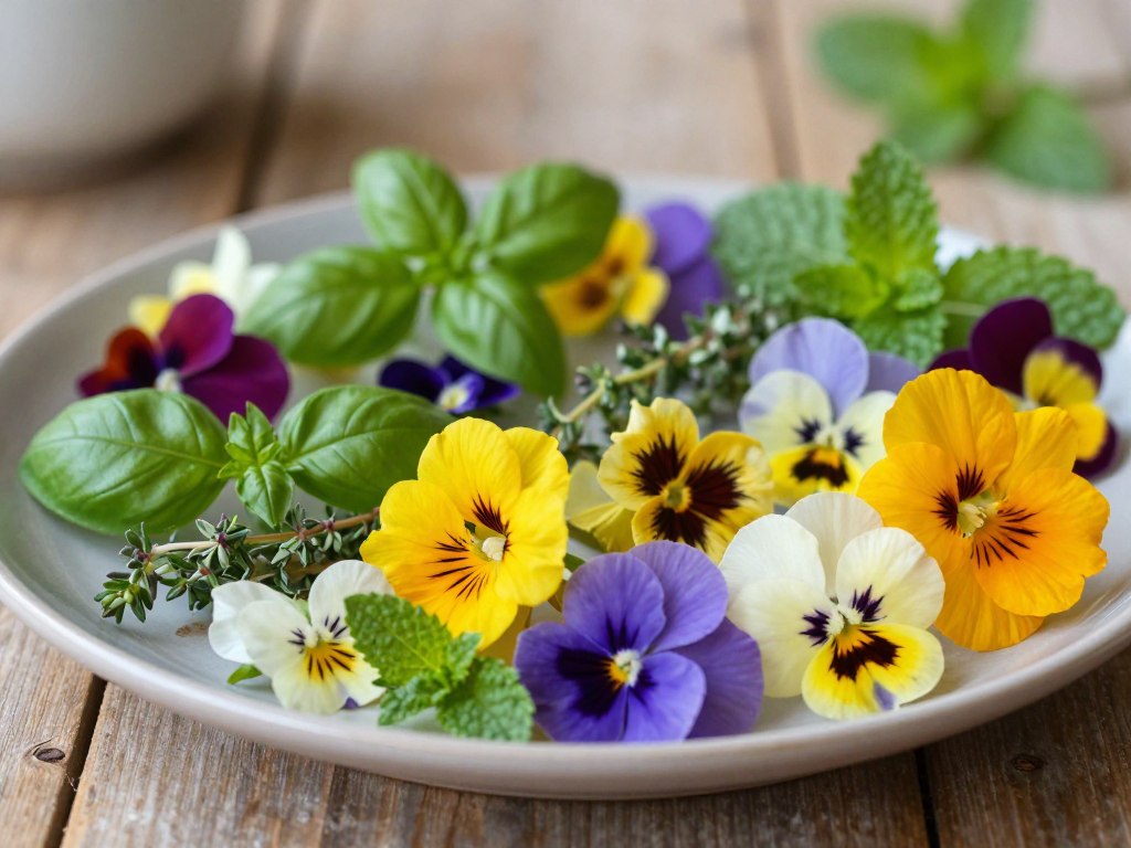 Essbare Blüten und Kräuterdeko