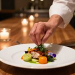 Gerichte beim Servieren garnieren